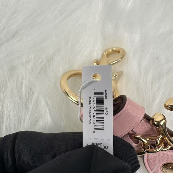 Coach Trigger Snap Bag Charm In Signature Canvas Powder Pink CAU86 NWT - Picture 5 of 6